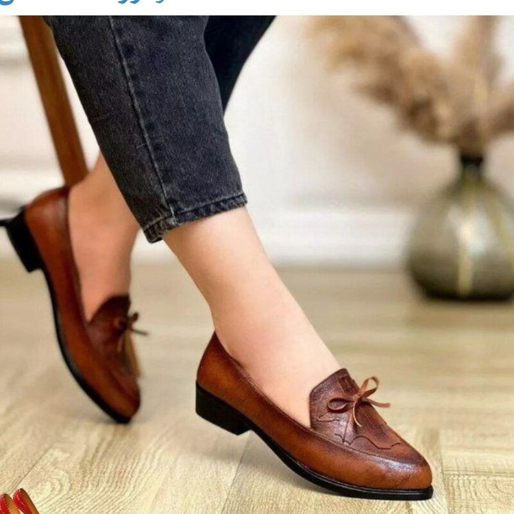 خرید کالج برگی زنانه قهوه ای رویه سوگو