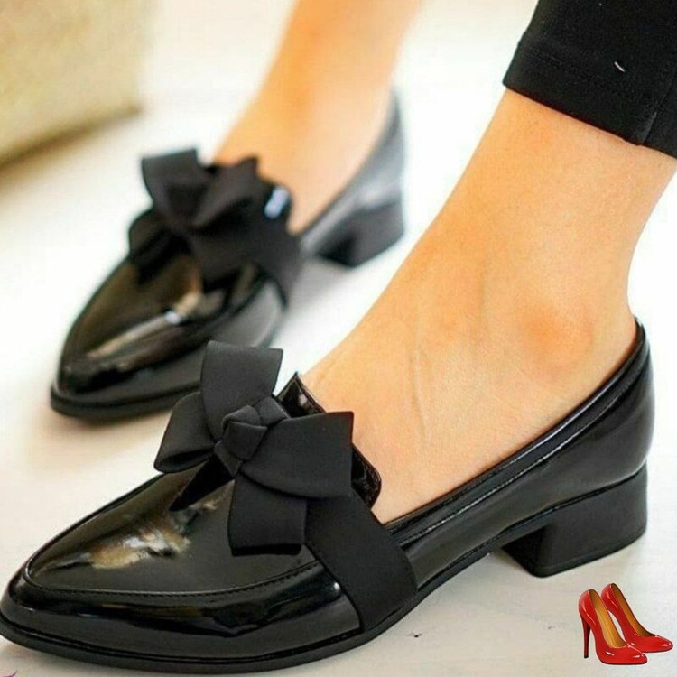 خرید کالج زنانه ورنی پاپیون دار مشکی