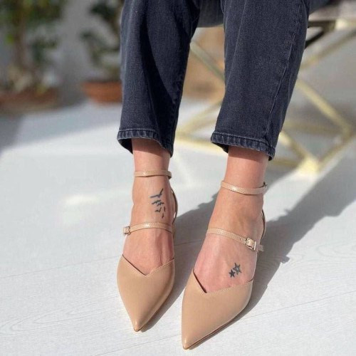 کفش زنانه دخترانه پاشنه بلند قیمت عالی کرم رنگ روباز مدل هلما