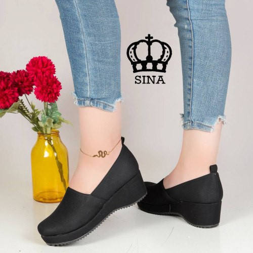 کفش زنانه لژدار طبی مشکی زیره پیو