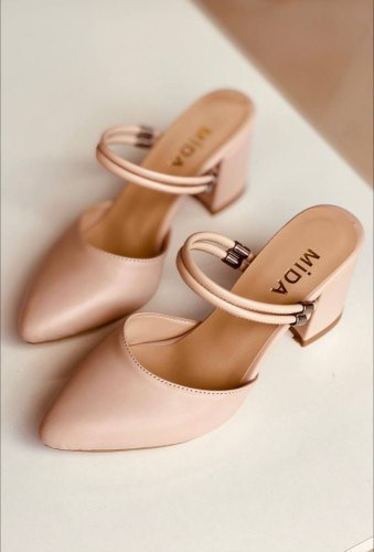 خریدکفش مجلسی زنانه پاشنه 5سانت دوبند پشت باز کرم