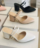 کفش پاشنه بلند زنانه دوبند پشت باز مشکی