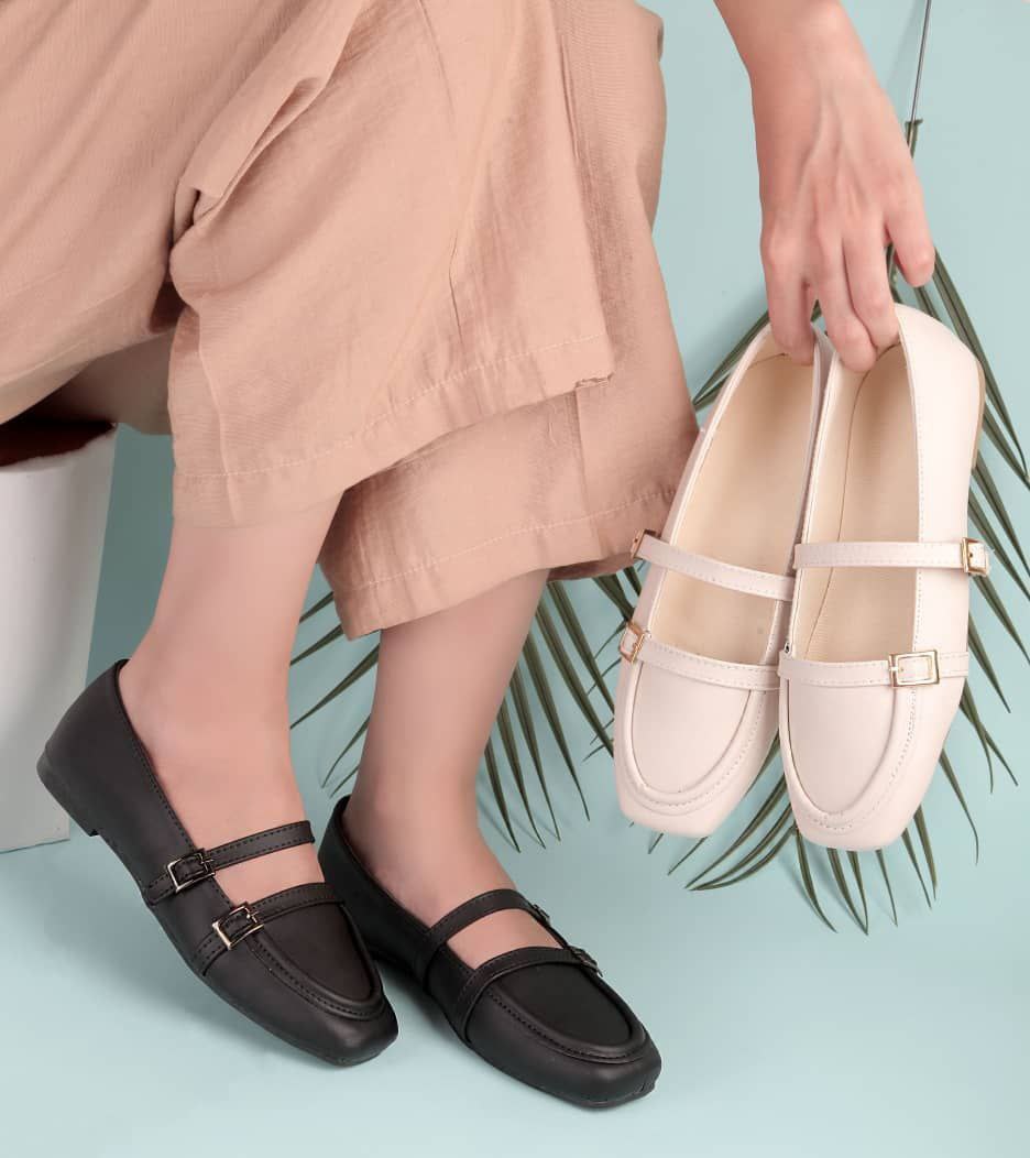 خرید کالج زنانه دو سگک مشکی و سفید ارزان قیمت