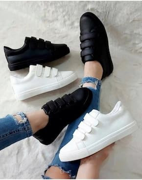 کفش اسپرت زنانه سه چسب زیره نرم مشکی و سفید