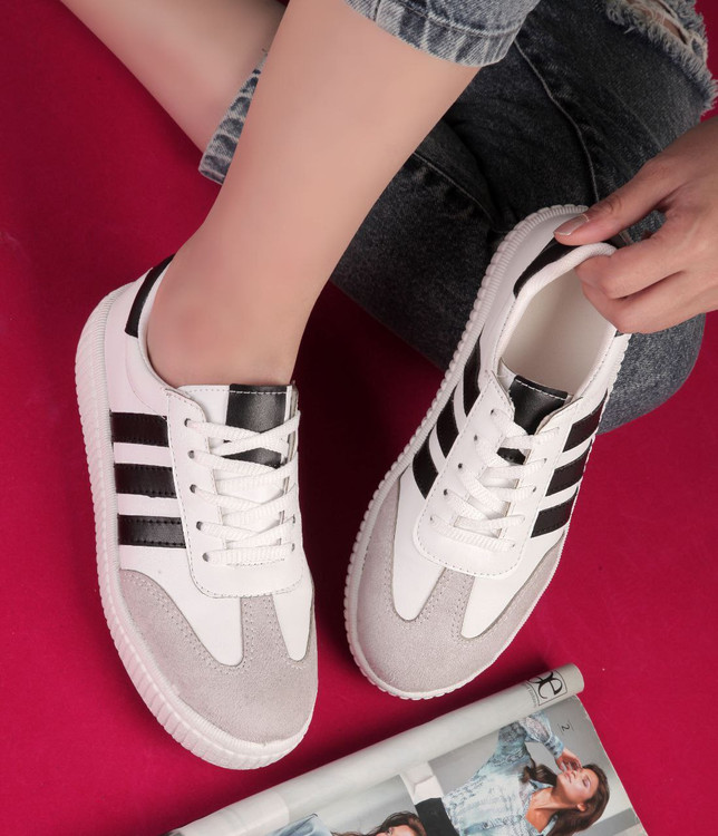 ونس زنانه سه خط سفید مشکی شیک و پر فروش سایز 37 تا 40 دخترانه