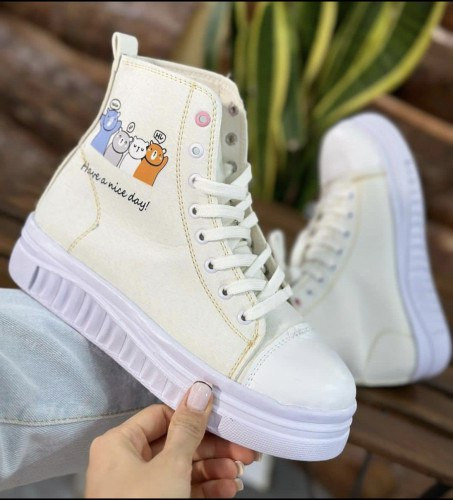 کفش دخترانه ساقدار اسپرت دخترانه سفید