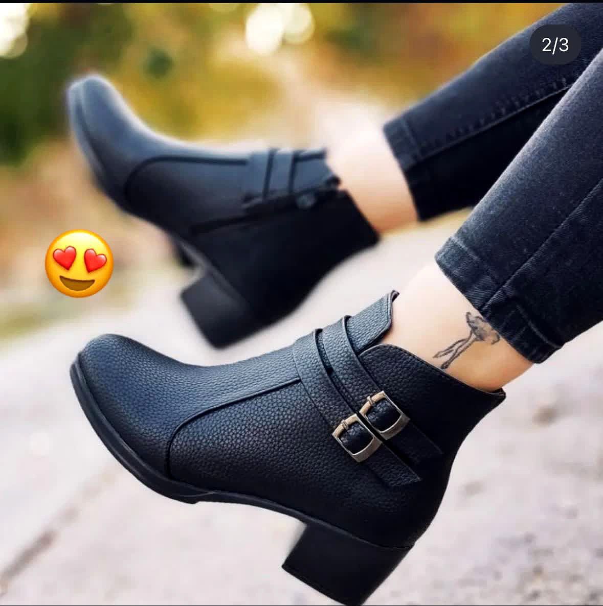 نیم بوت زنانه مشکی بغل سگک