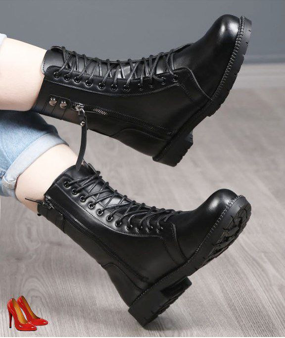 بوت زنانه مشکی بغل زیپ دار