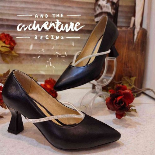 کفش پاشنه بلند پاشنه ۵ سانت نگیندار مشکی زنانه
