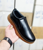 کفش عمده مردانه مشکی زیره رنگ قهوه ای